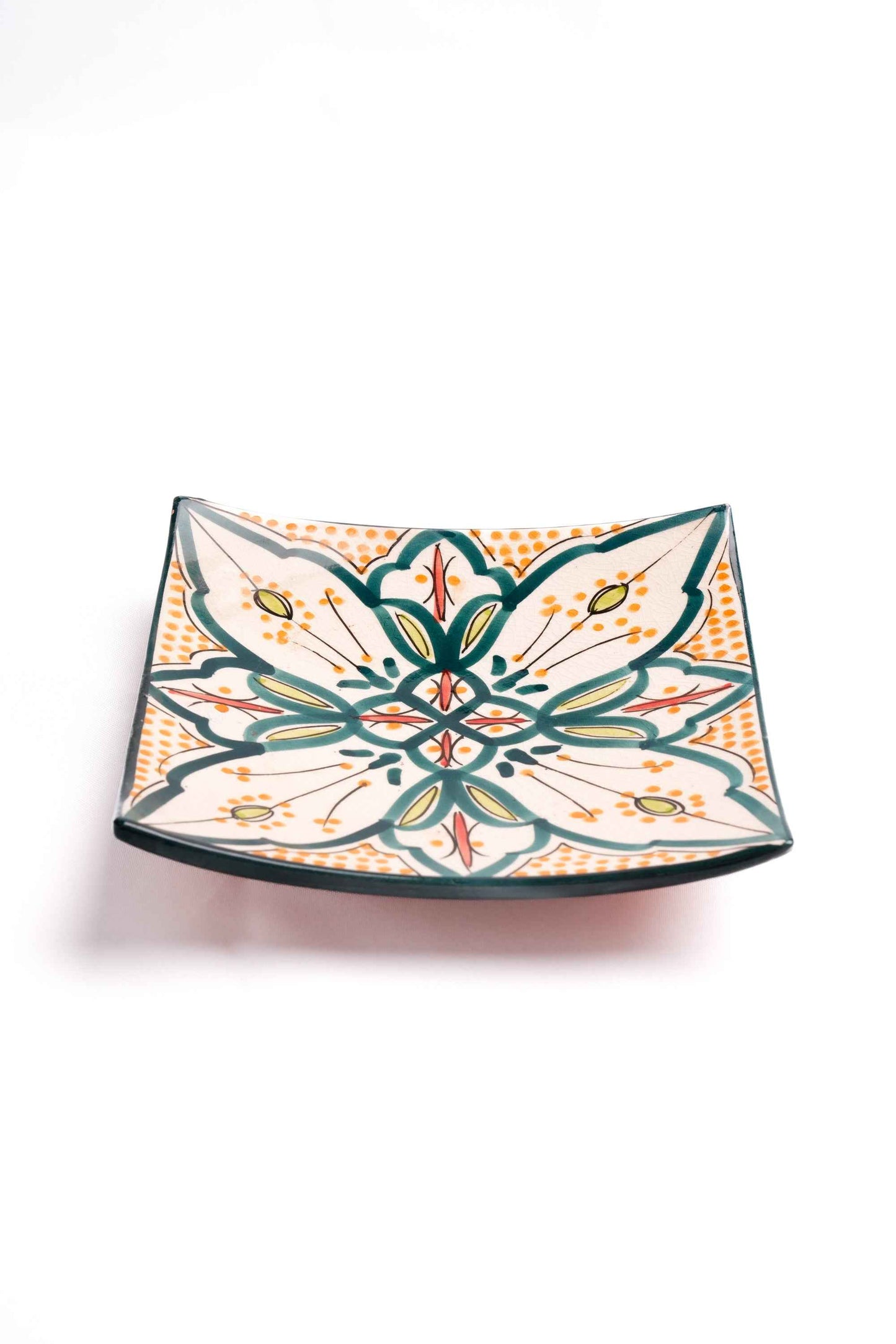 Moroccan Hand-Painted Square Platters, Set of 2