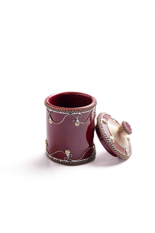 Moroccan Ceramic Sugar Pot Canister with Lid – Handmade