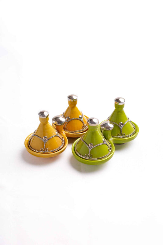 Moroccan Mini Tagines, Set of 4 – Orange, Handmade