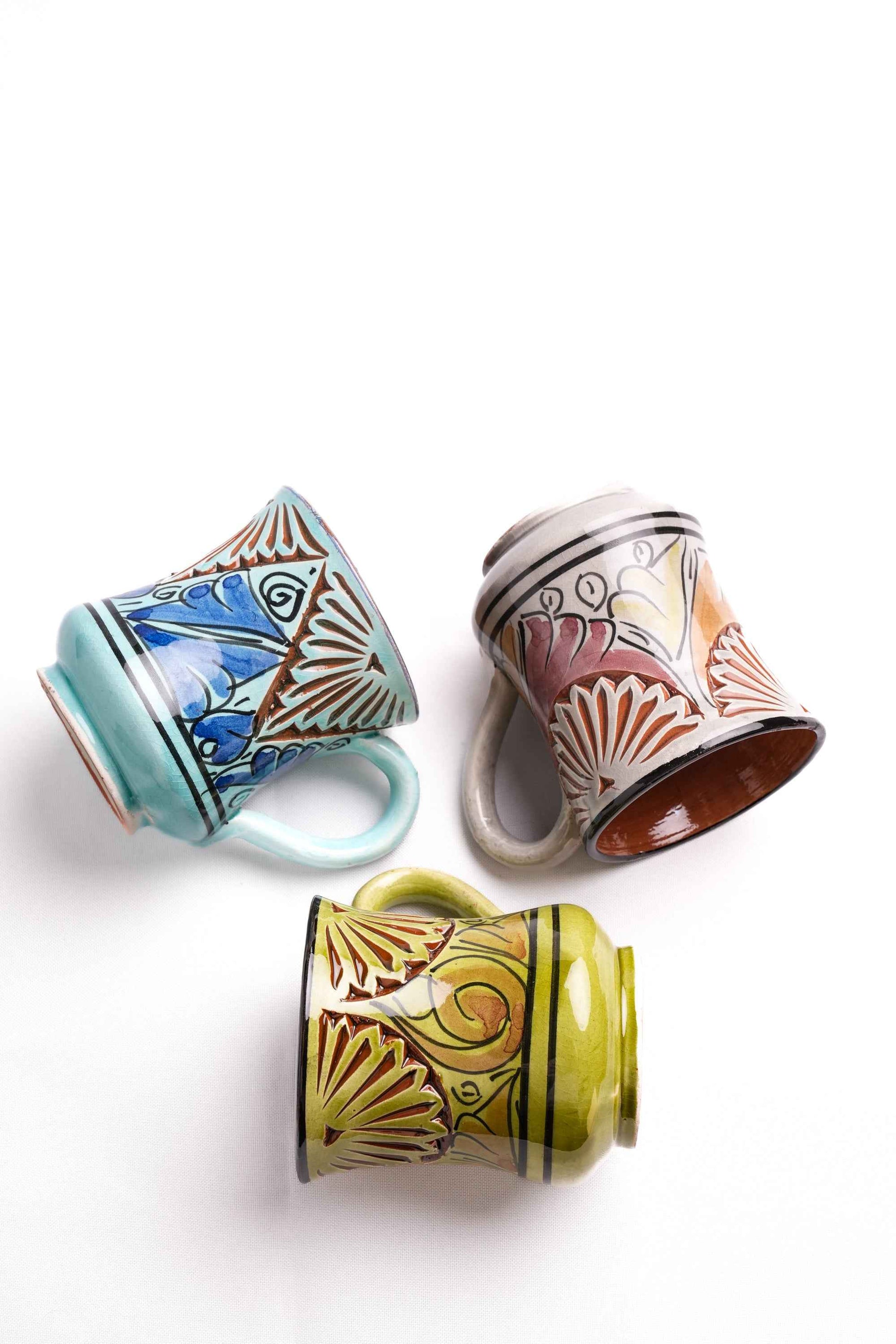 Moroccan Ceramic Cups, Set of 3 – Handmade Artisan