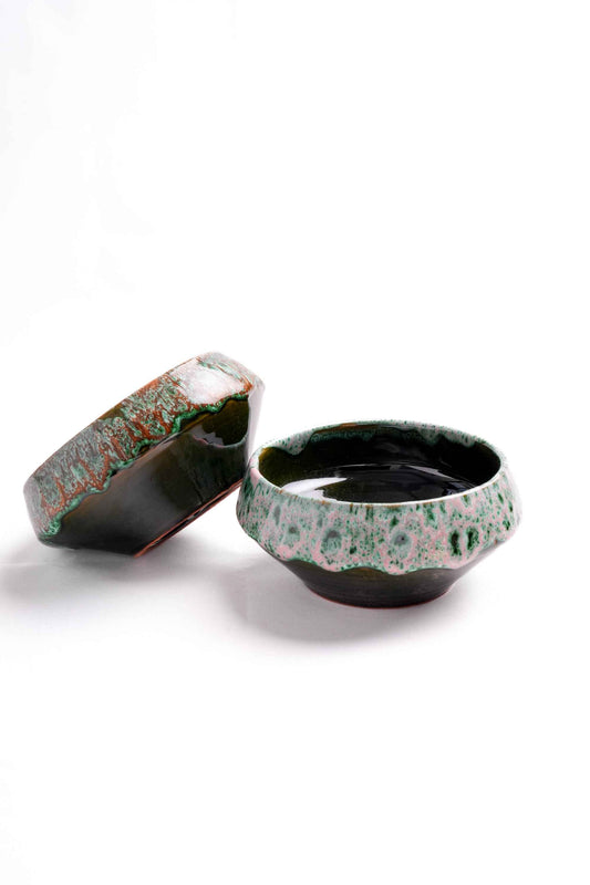 Moroccan Ceramic Bowls, Dark Green – Set of 2