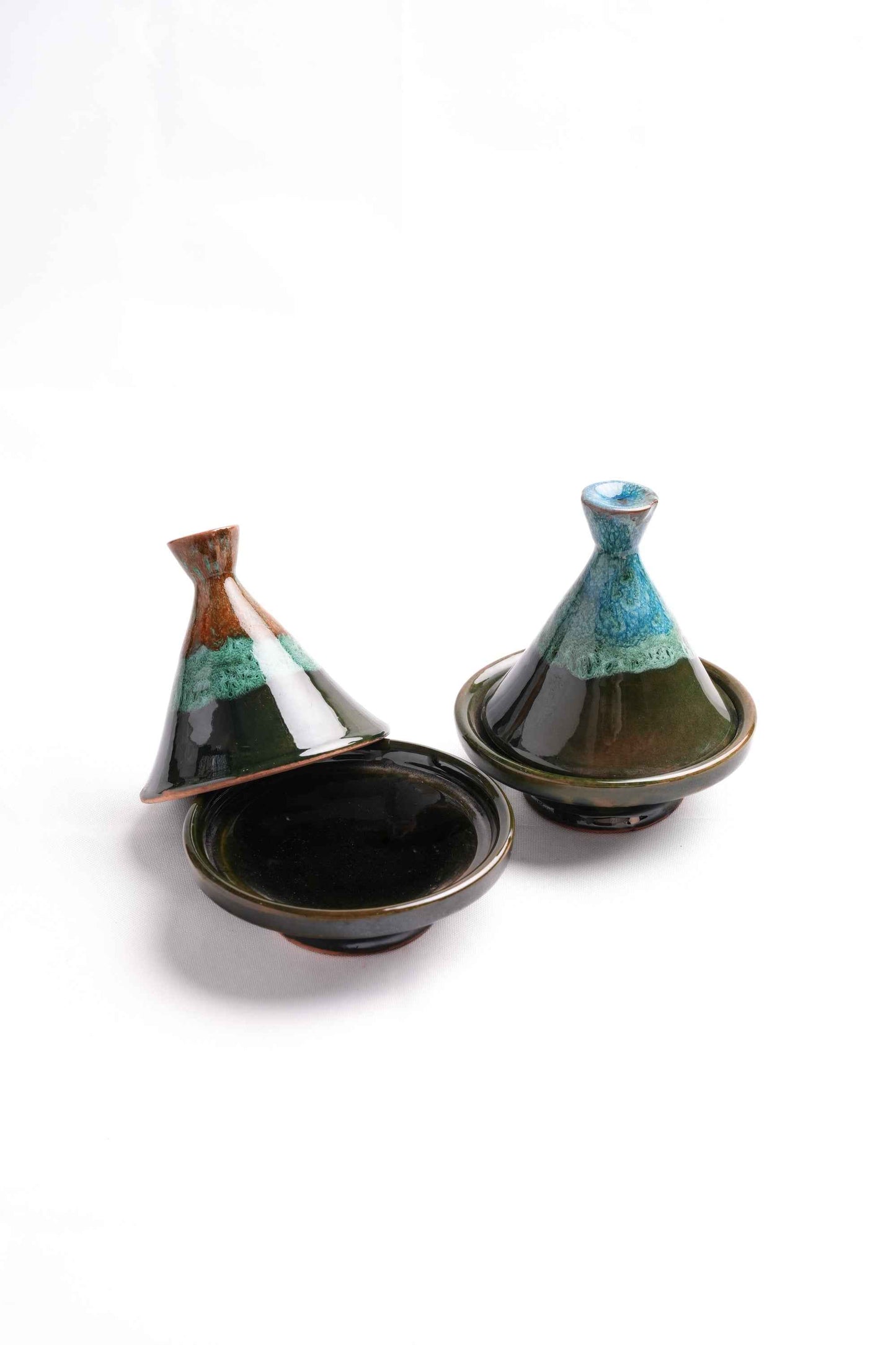 Moroccan Reactive-Glaze Mini Tagines, Set of 2
