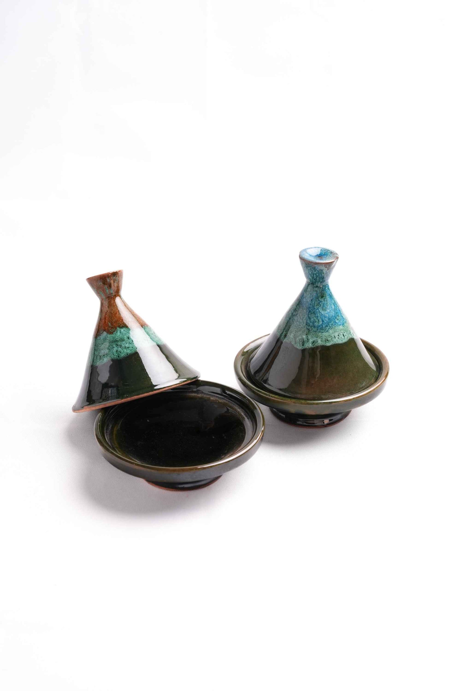 Moroccan Reactive-Glaze Mini Tagines, Set of 2