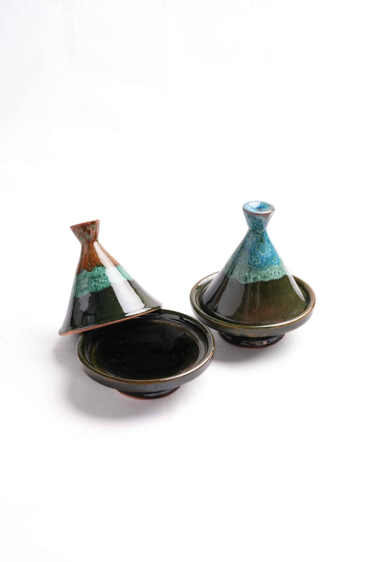 Moroccan Reactive-Glaze Mini Tagines, Set of 2