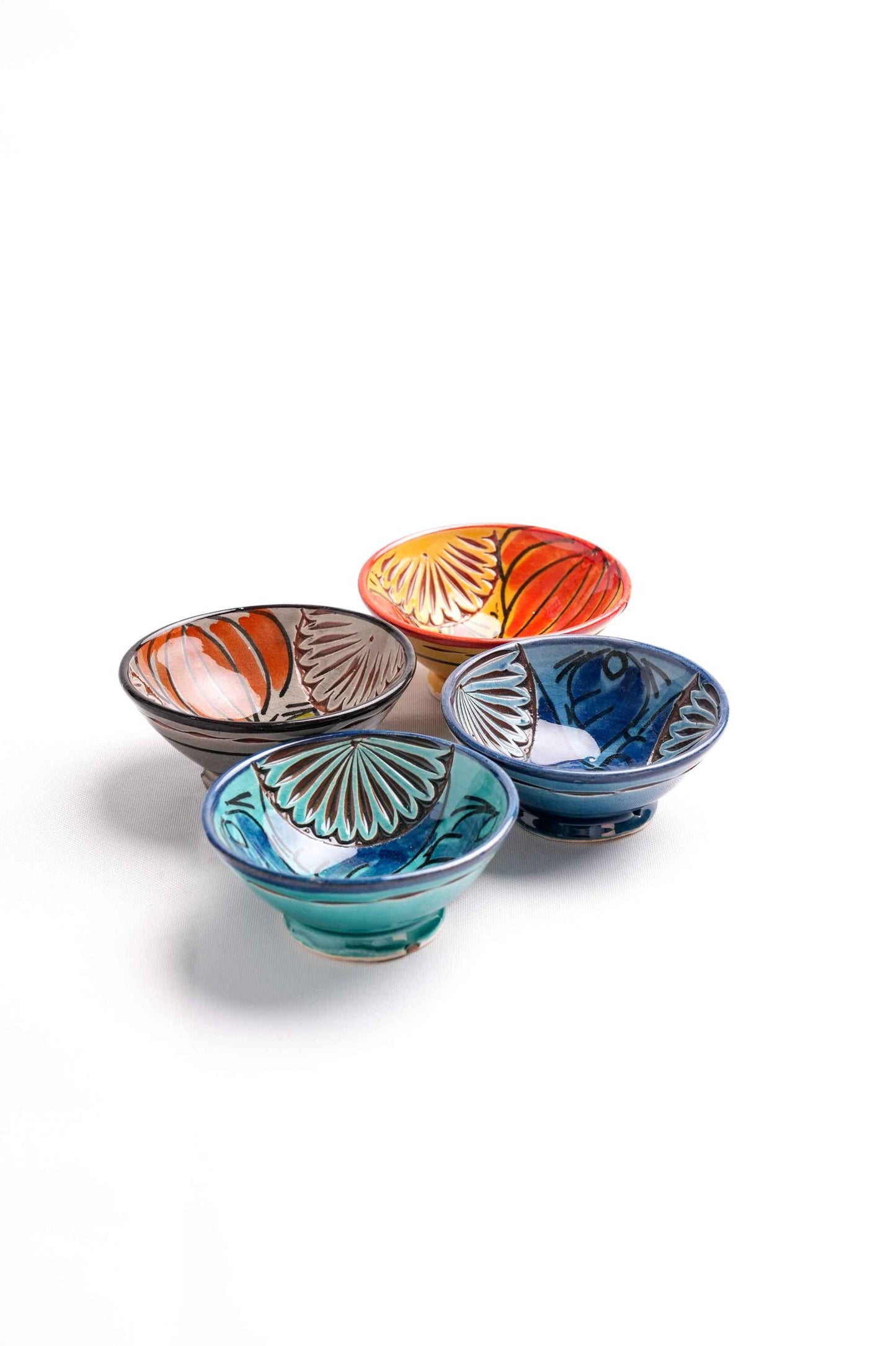 Moroccan Hand-Carved Mini Bowls, Set of 4
