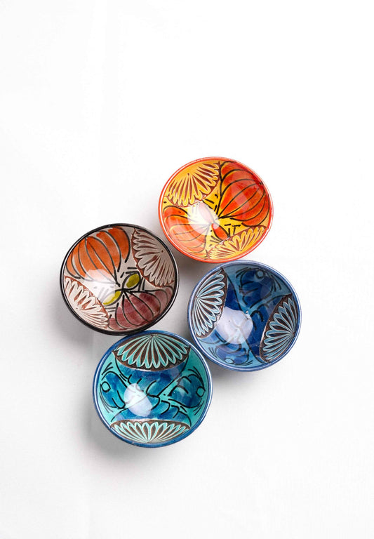 Moroccan Hand-Carved Mini Bowls, Set of 4