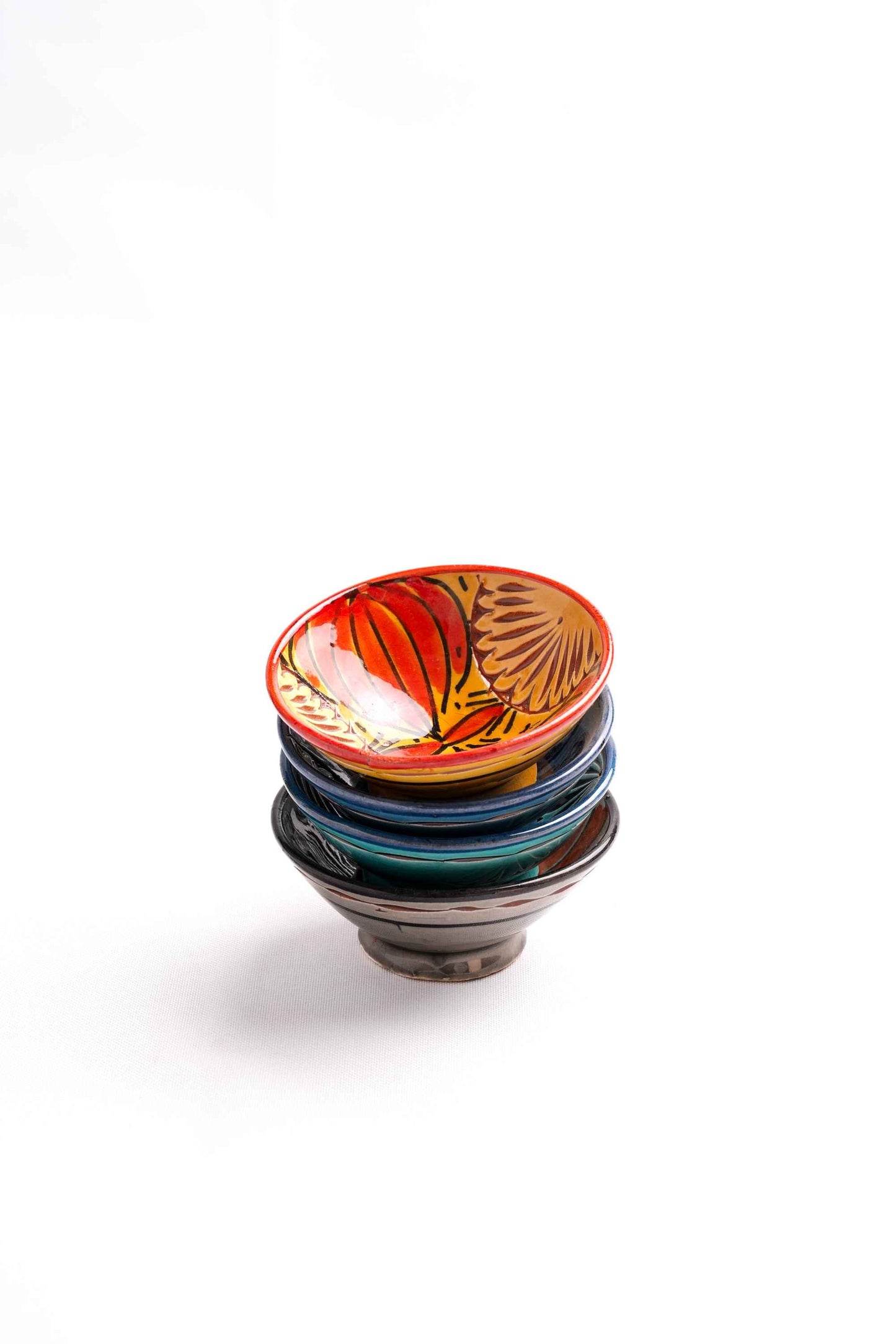 Moroccan Hand-Carved Mini Bowls, Set of 4