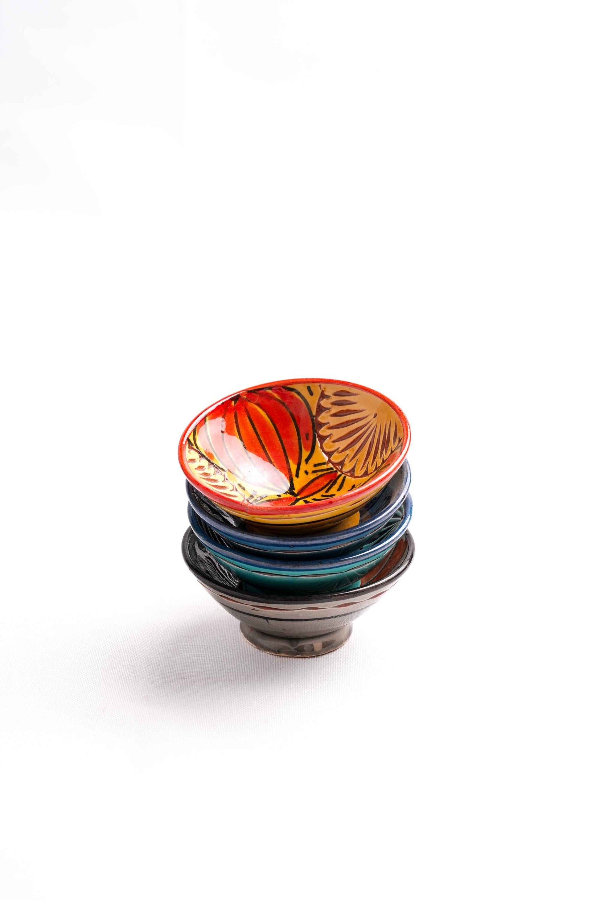 Moroccan Hand-Carved Mini Bowls, Set of 4