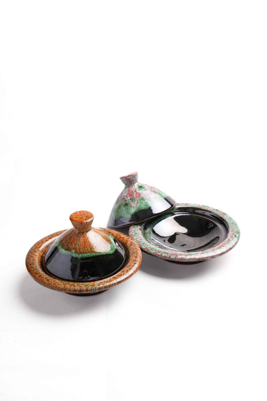 Moroccan Reactive-Glaze Mini Tagines, Set of 2