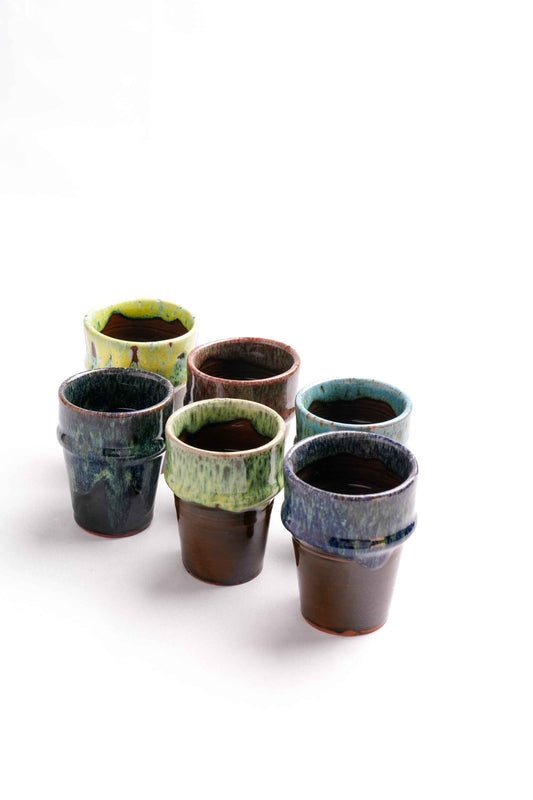 Moroccan Reactive-Glaze Tumblers, Set of 6 – Warm Tones