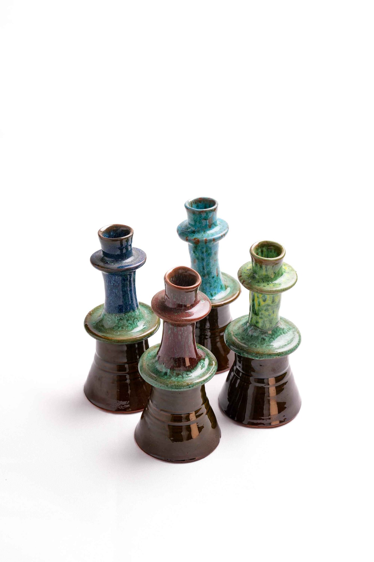 Moroccan Reactive-Glaze Candle Holders, Set of 4