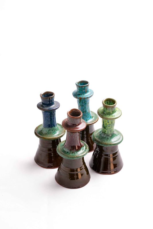Moroccan Reactive-Glaze Candle Holders, Set of 4
