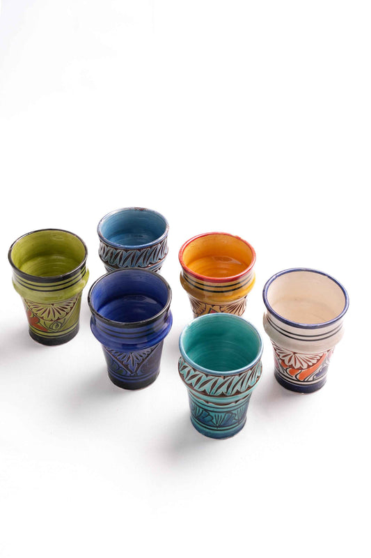 Moroccan Ceramic Tea Glasses, Set of 6 – Hand-Painted