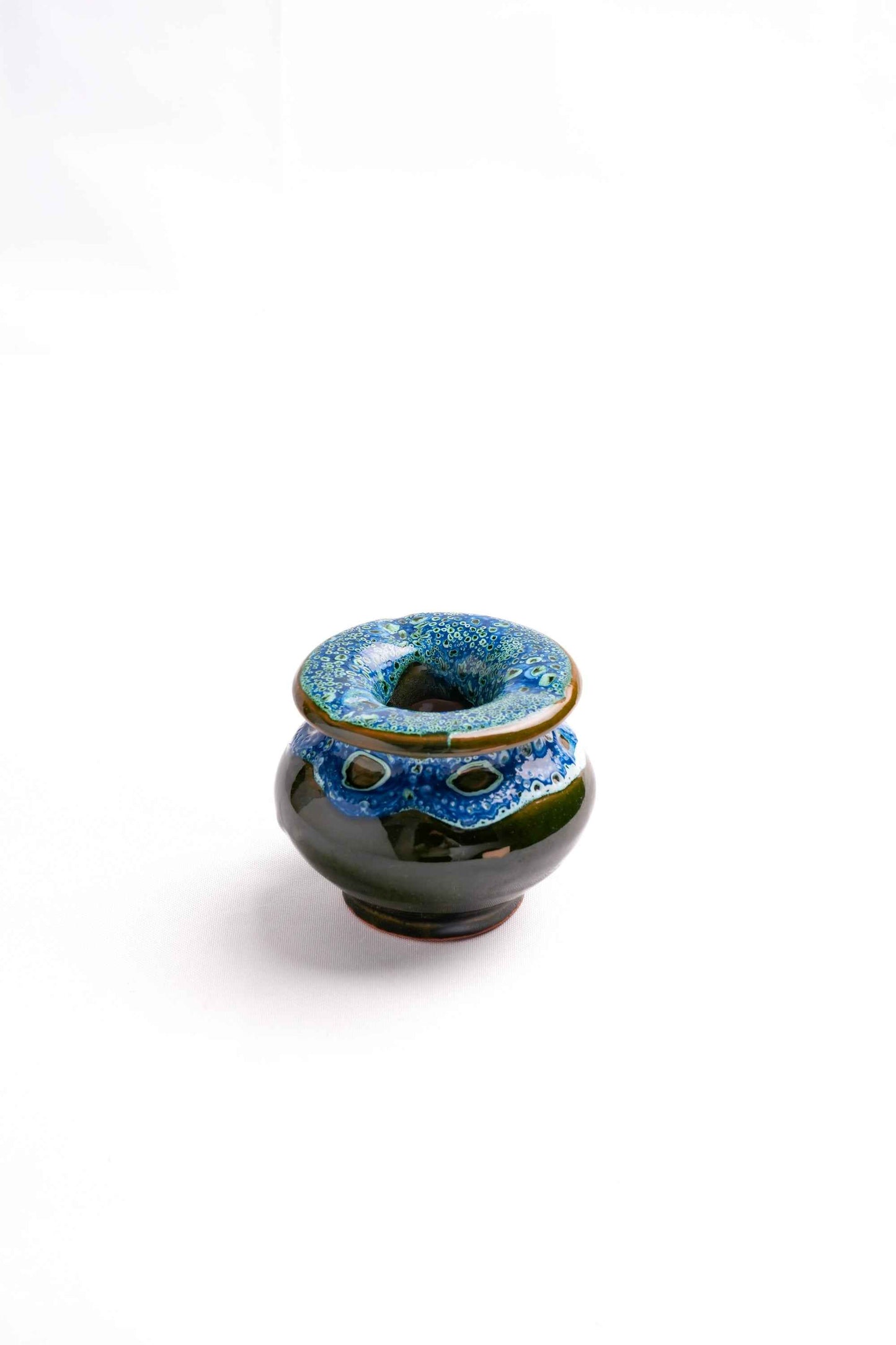 Moroccan Reactive-Glaze Ceramic Ashtray
