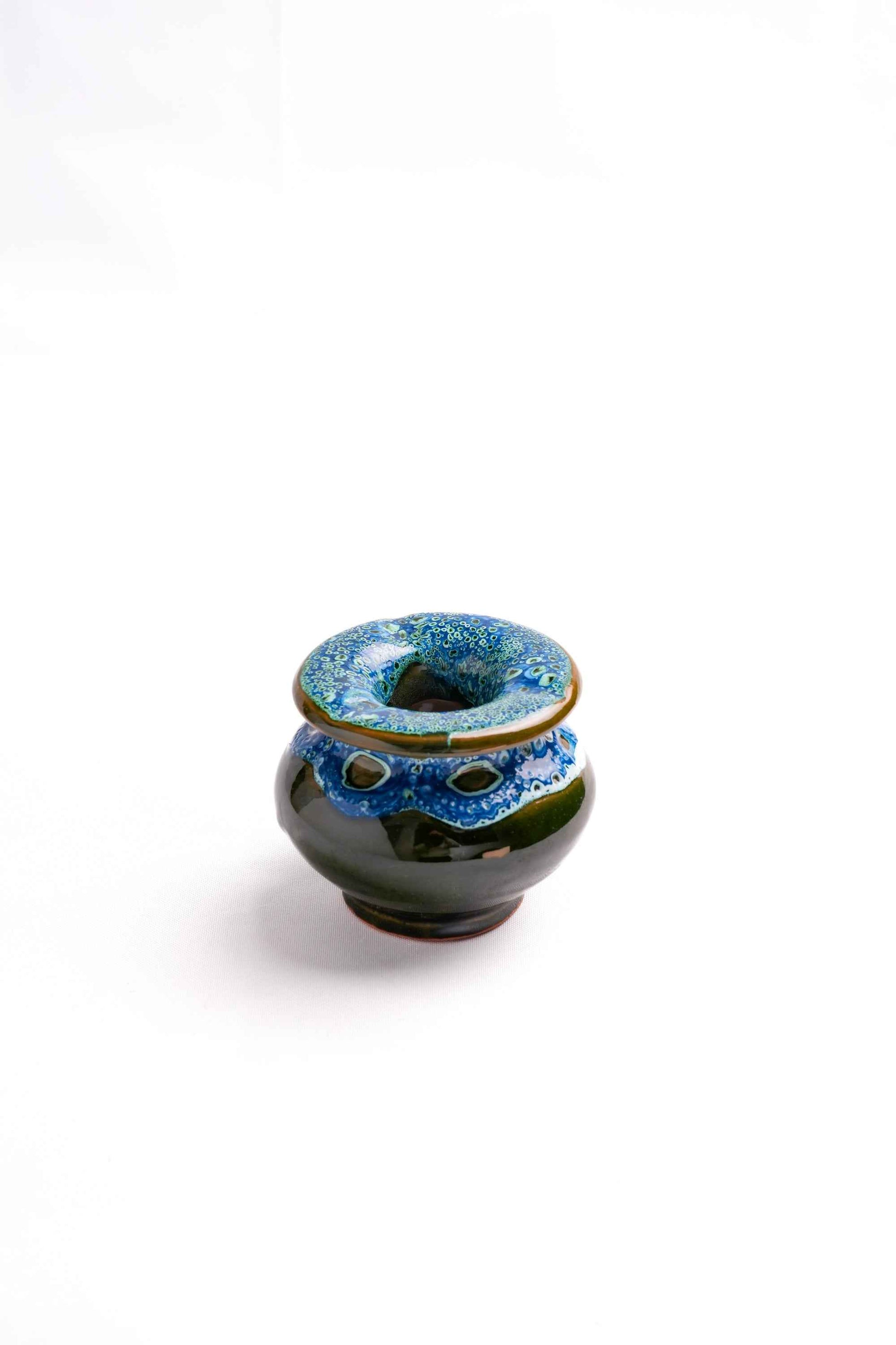 Moroccan Reactive-Glaze Ceramic Ashtray