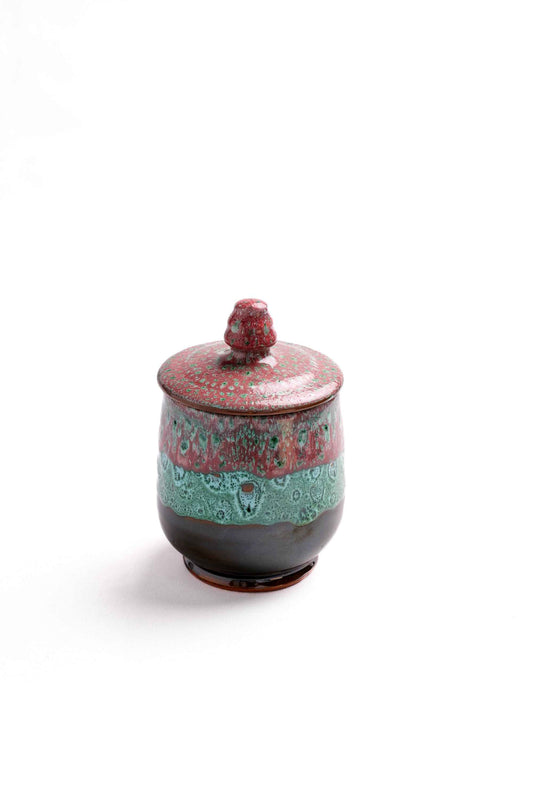 Moroccan Reactive-Glaze Lidded Container