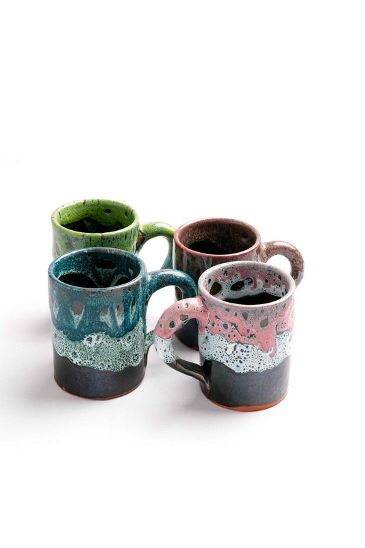 Moroccan Reactive-Glaze Mugs, Set of 4