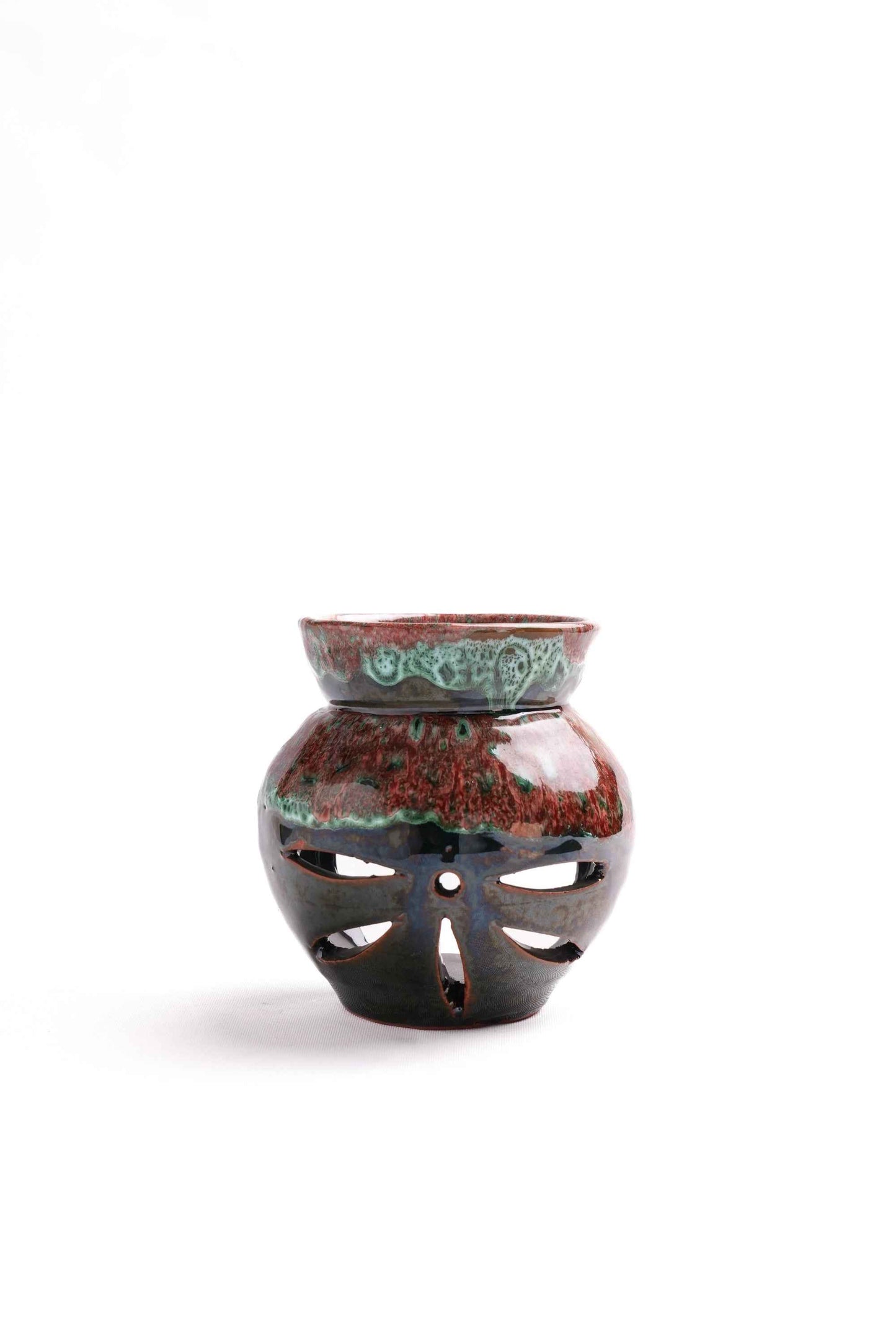 Moroccan Reactive-Glaze Oil Burners, Set of 2
