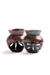 Moroccan Reactive-Glaze Oil Burners, Set of 2