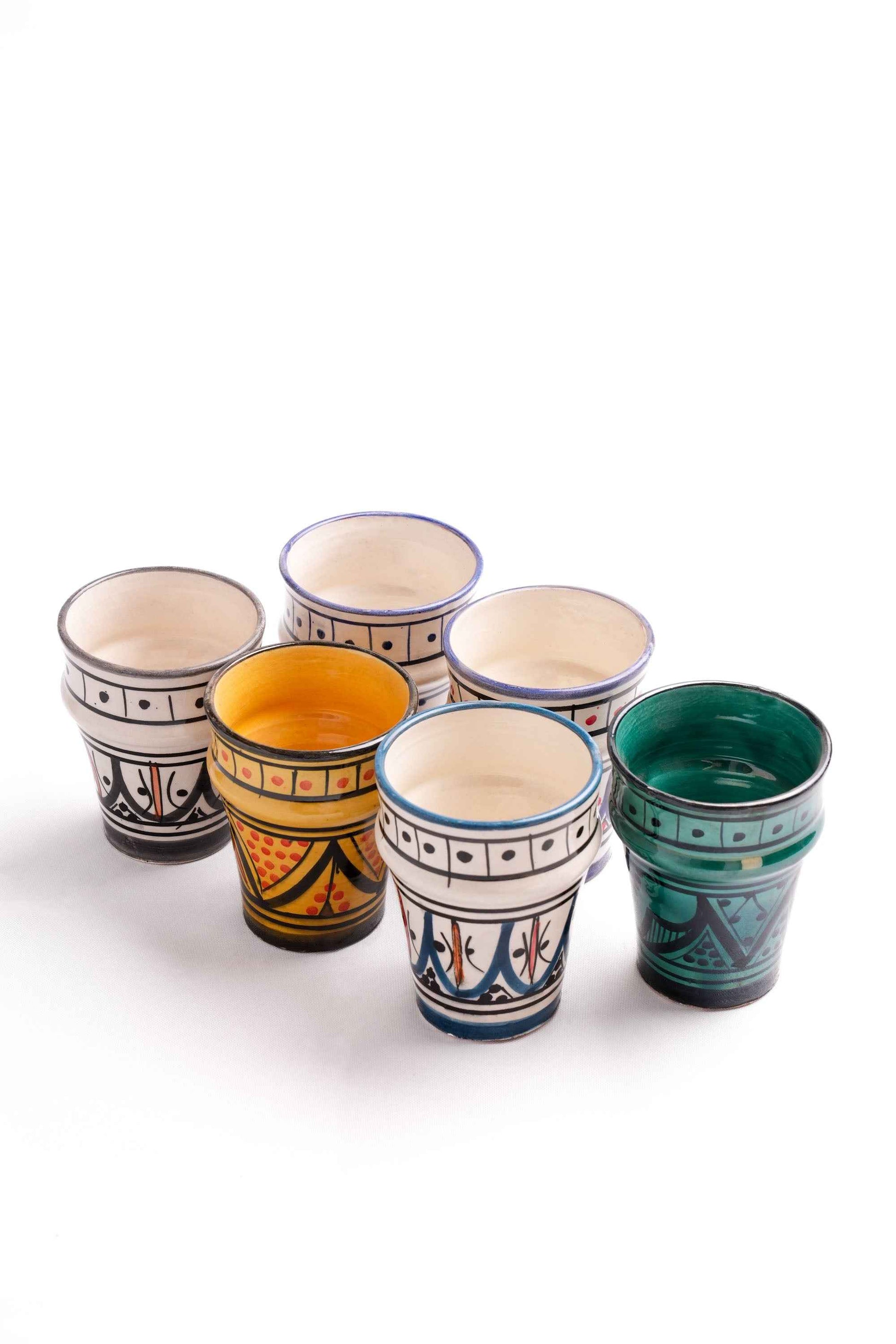 Moroccan Hand-Painted Tumblers, Set of 6