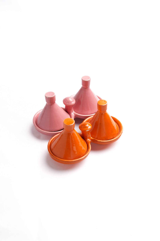 Moroccan Double Mini Tagine Caddies, Set of 2 – Pink & Orange