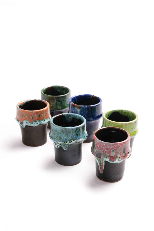 Moroccan Reactive-Glaze Tumblers, Set of 6