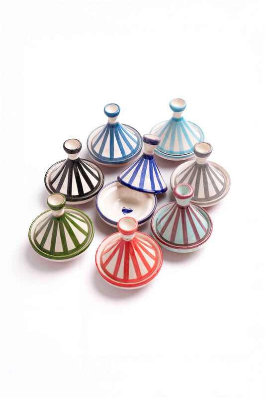 Moroccan Striped Mini Tagines, Rainbow Set of 8