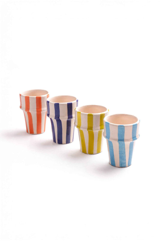 Moroccan Striped Mini Cups, Set of 4