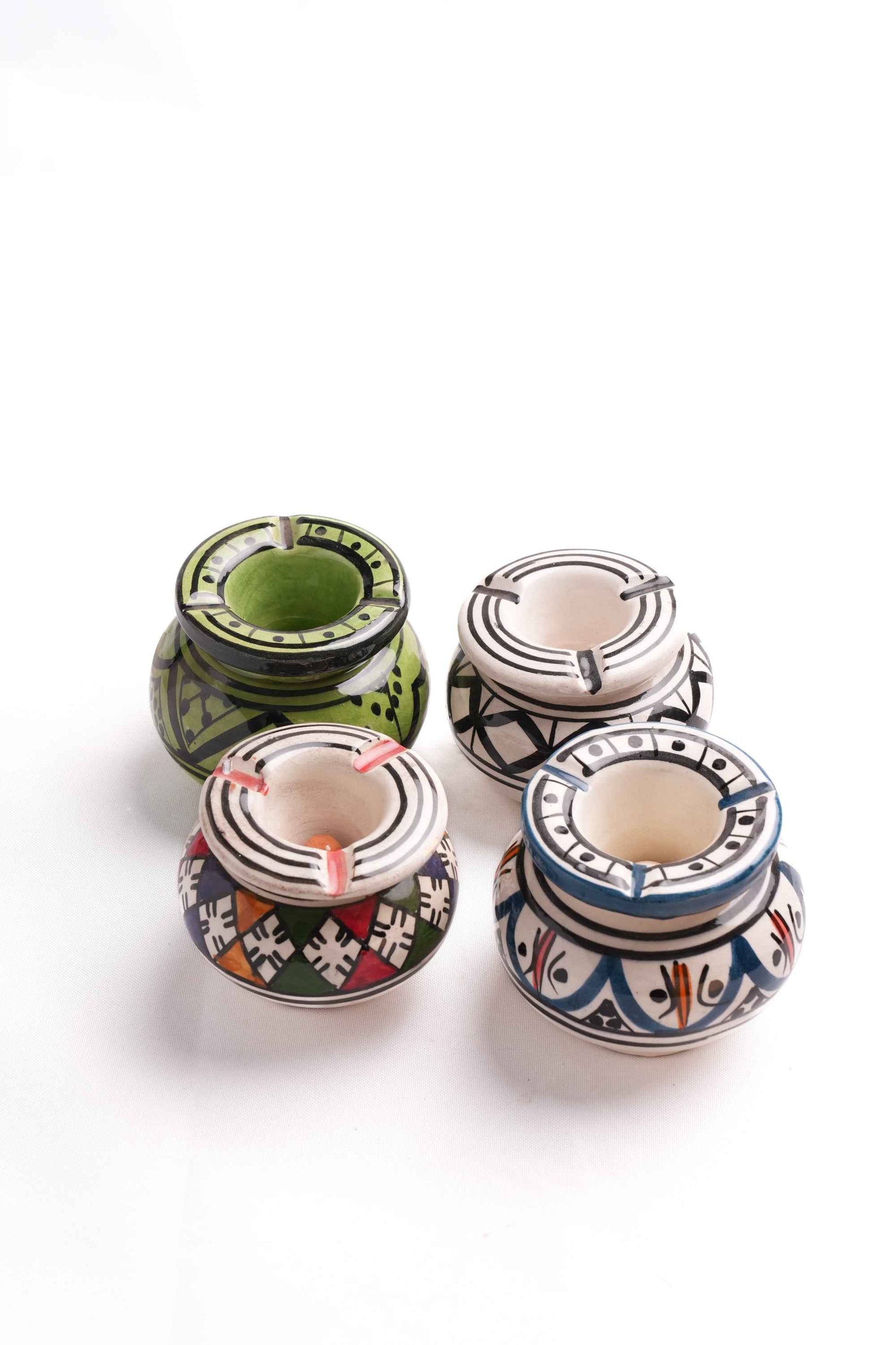 Moroccan Ceramic Ashtrays, Set of 4