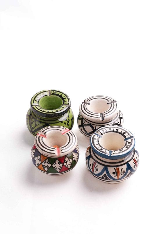 Moroccan Ceramic Ashtrays, Set of 4