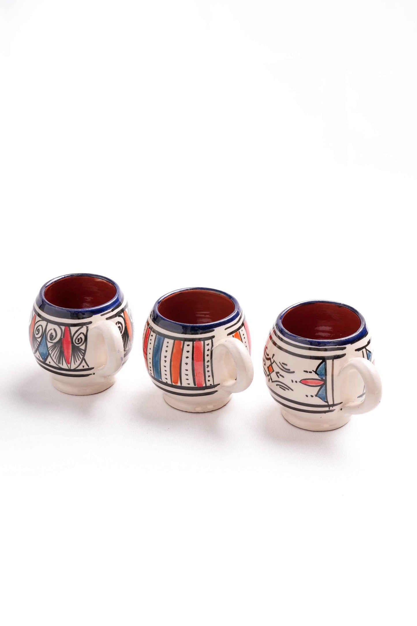 Moroccan Hand-Painted Mugs, Set of 3