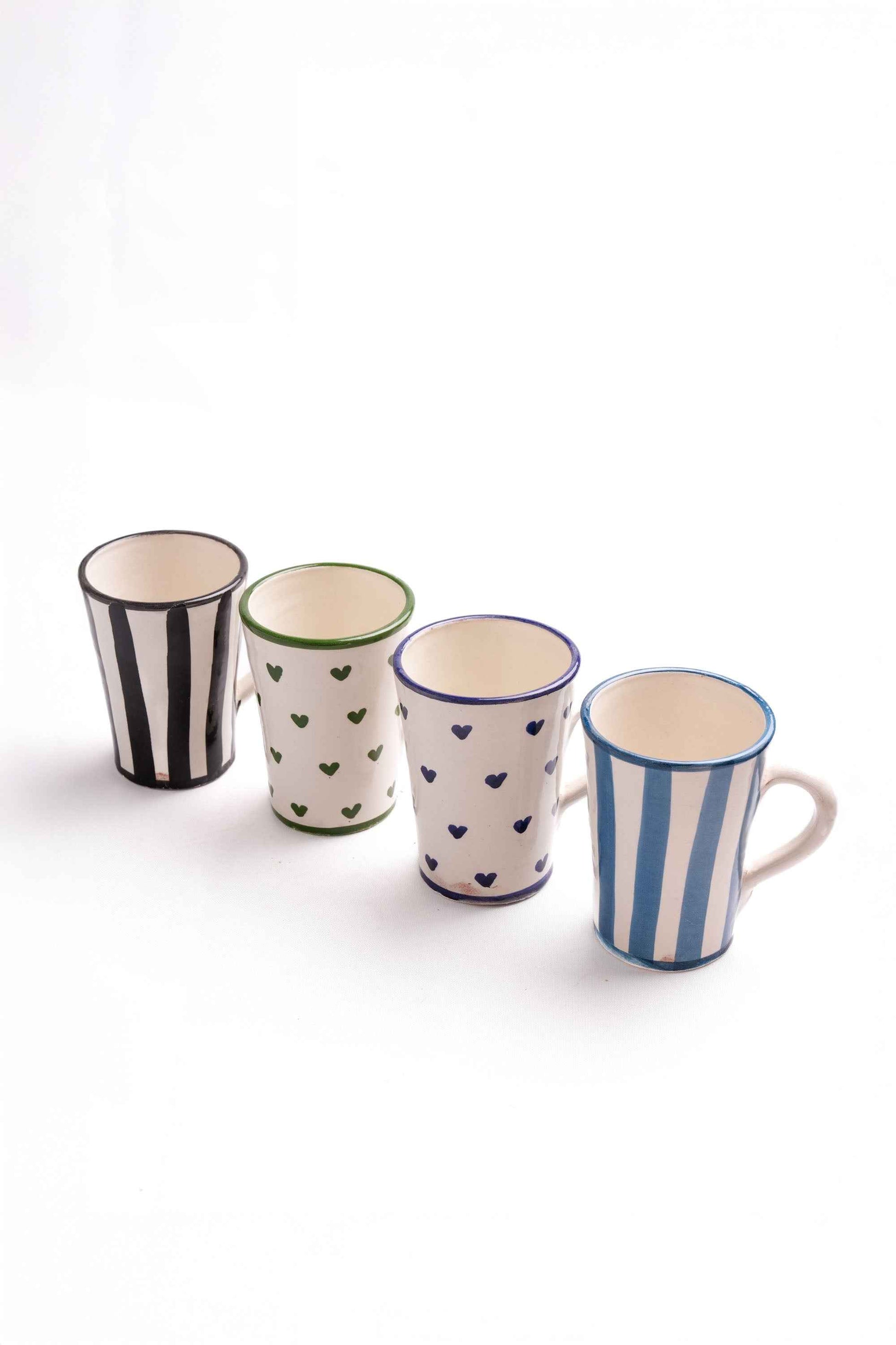 Moroccan Hand-Painted Mugs, Set of 4