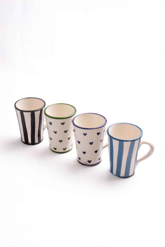 Moroccan Hand-Painted Mugs, Set of 4