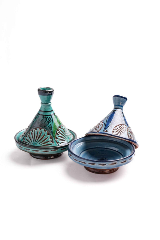 Moroccan Hand-Carved Mini Tagines, Set of 2