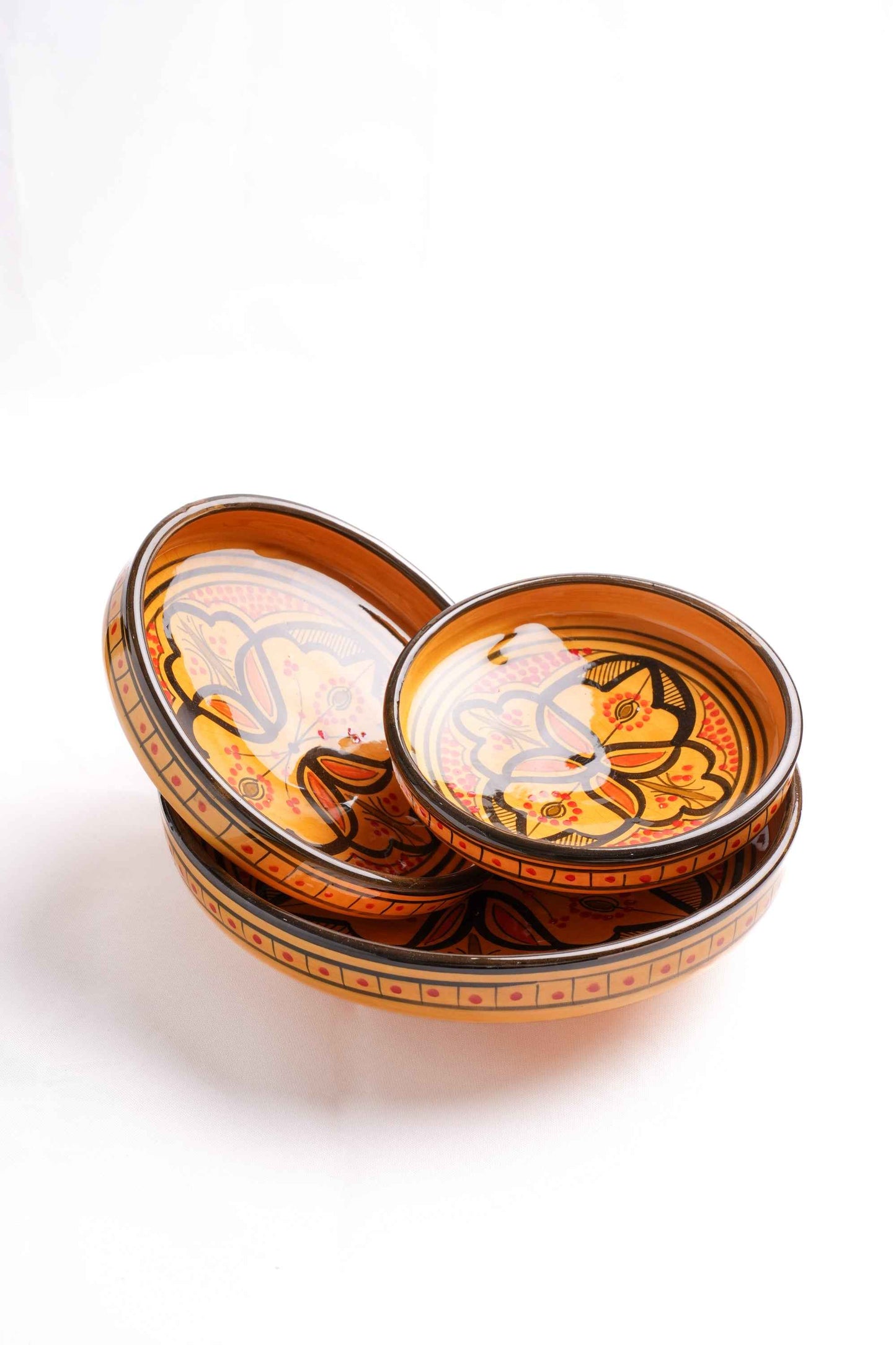 Moroccan Hand-Painted Nesting Plates, Honey Gold