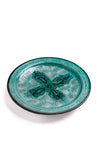 Moroccan Hand-Carved Ceramic Platter, Emerald