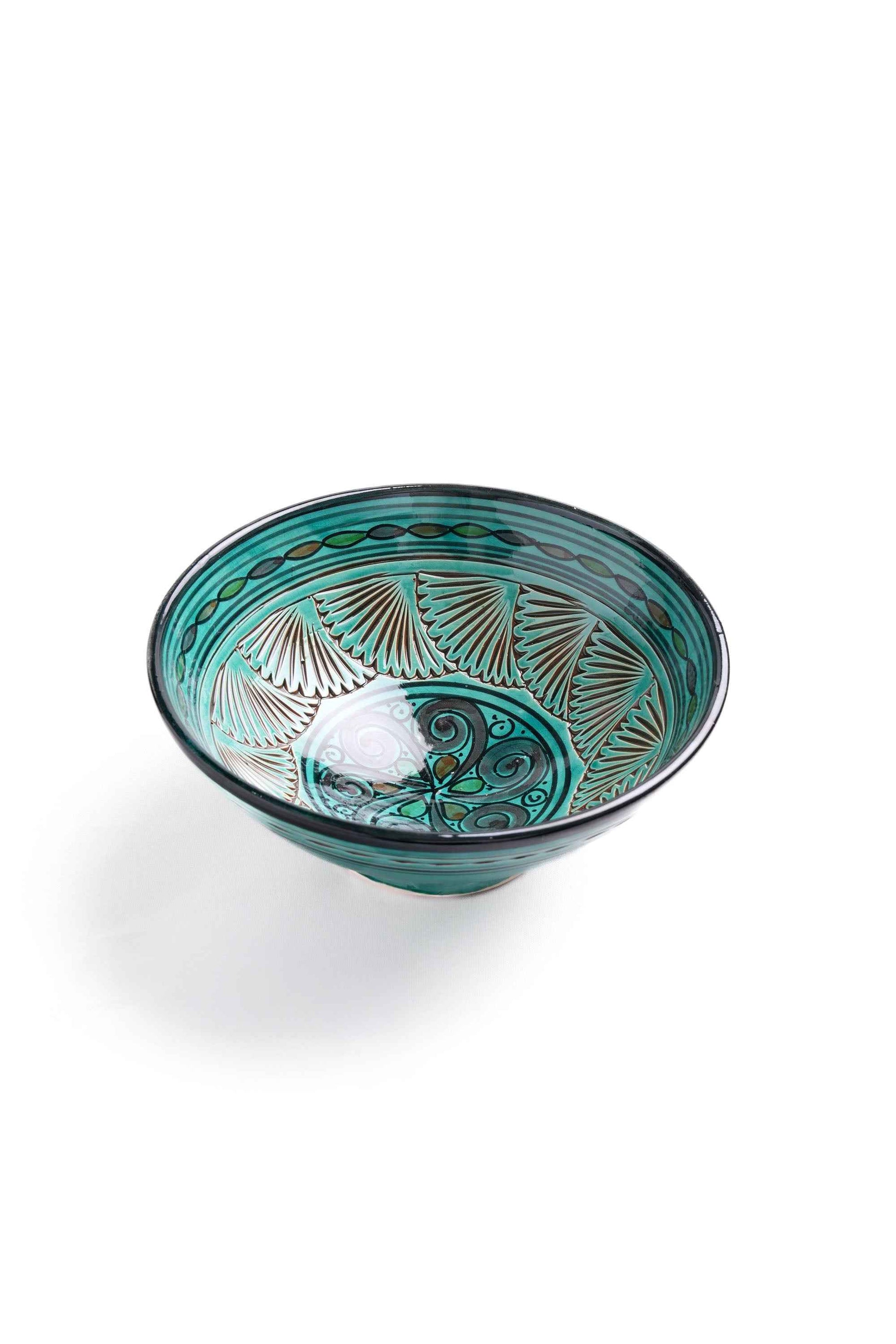 Moroccan Pedestal Bowls, Teal & Rust – Set of 2