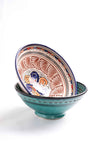 Moroccan Pedestal Bowls, Teal & Rust – Set of 2