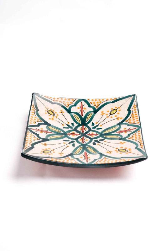Moroccan Hand-Painted Square Platters, Set of 2